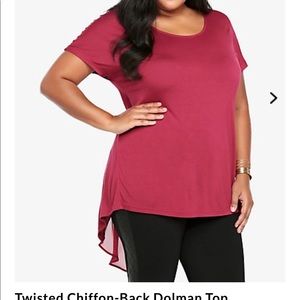 Torrid- Twisted Chiffon- Back Dolman top